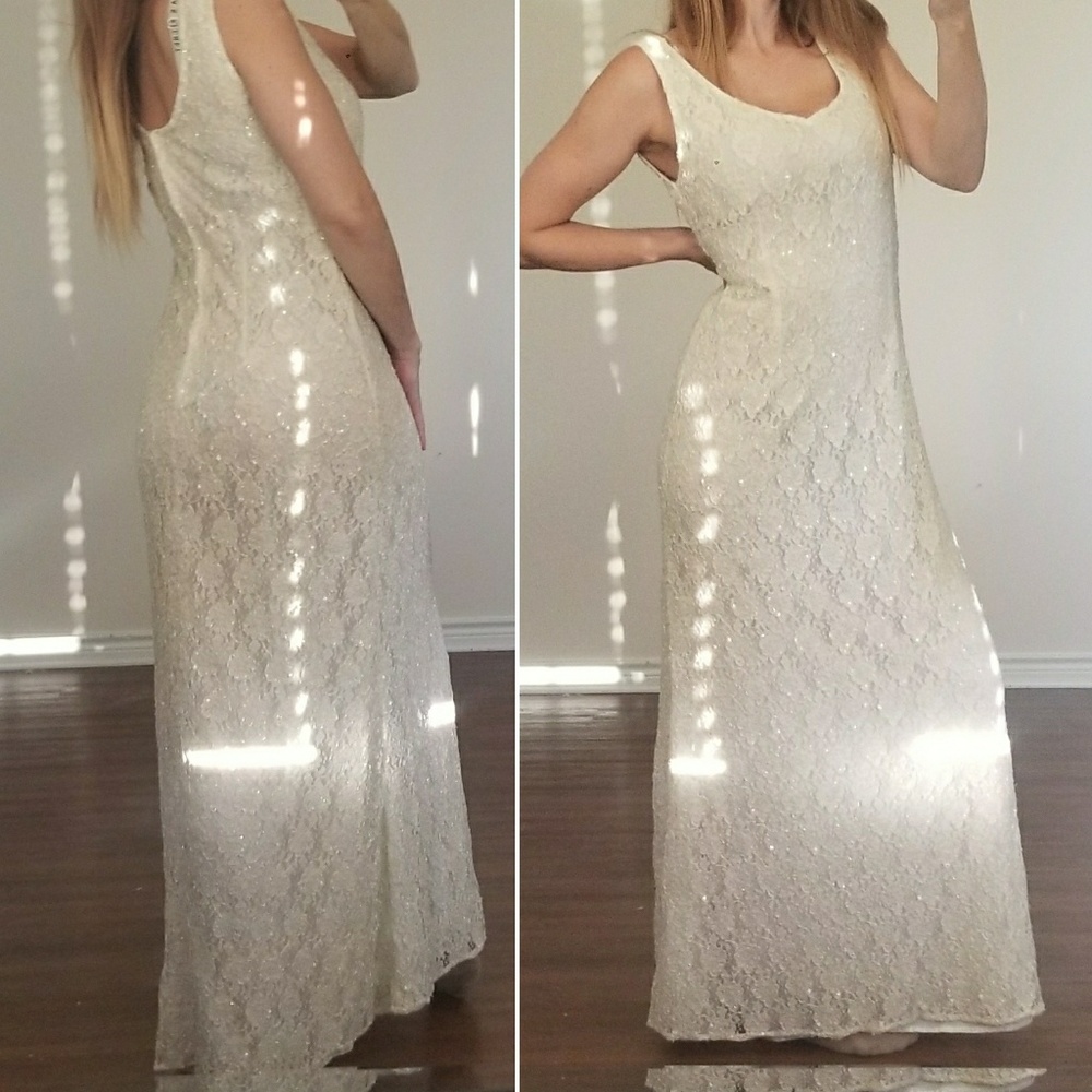 Stunning Sequin Lace Embellished Maxi Prom Or Wedding Dress